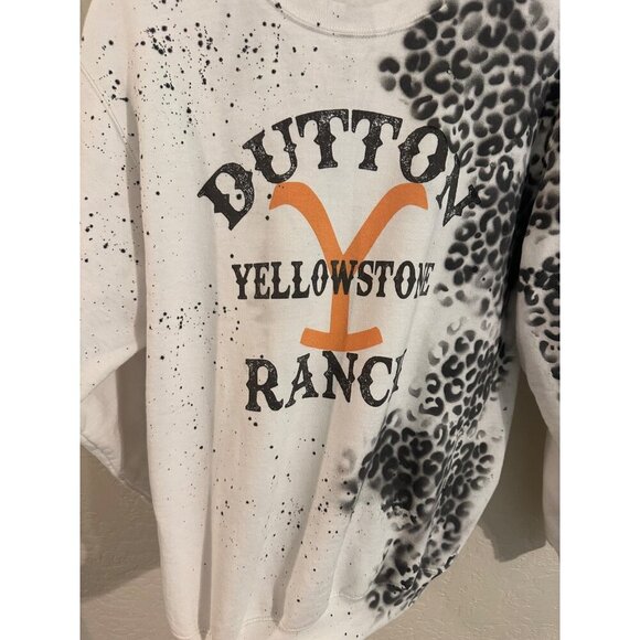 Custom Dutton Ranch White Leopard Crewneck Yellowstone Inspired Sweatshirt - Picture 3 of 9